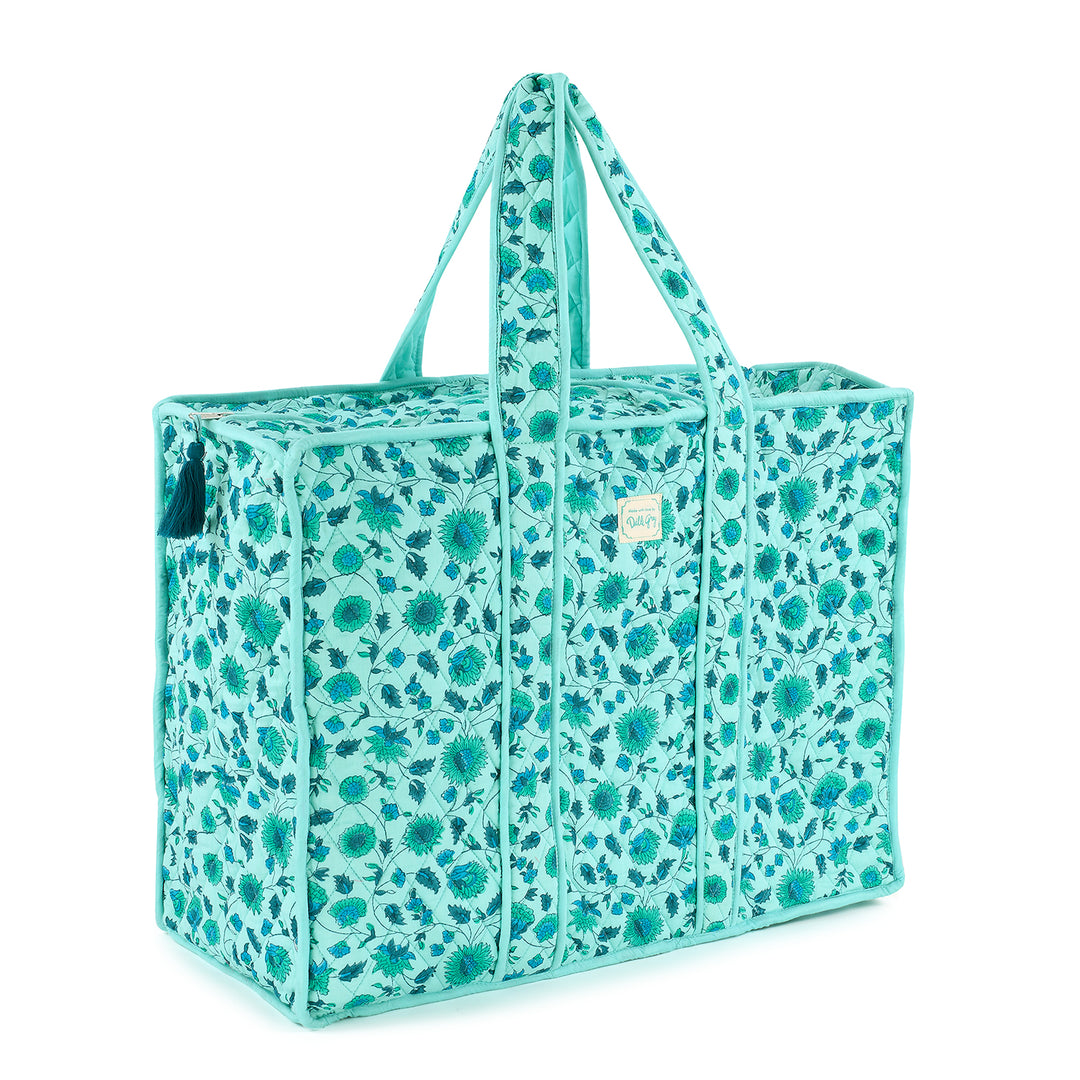 Bianca Quilted Shopper in Aquamarine