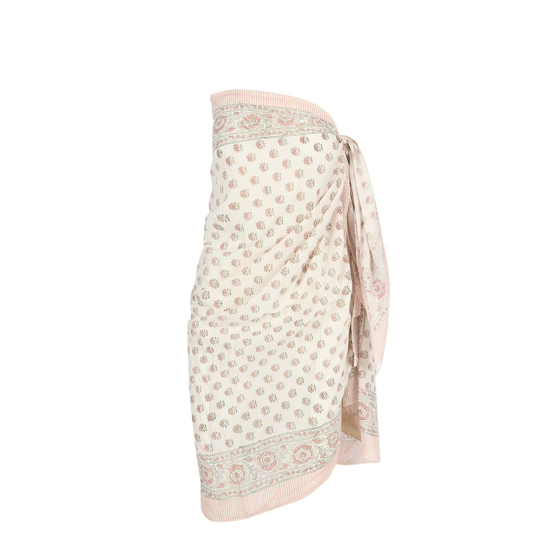 PRE-ORDER: 100% cotton sarong in pink lotus print