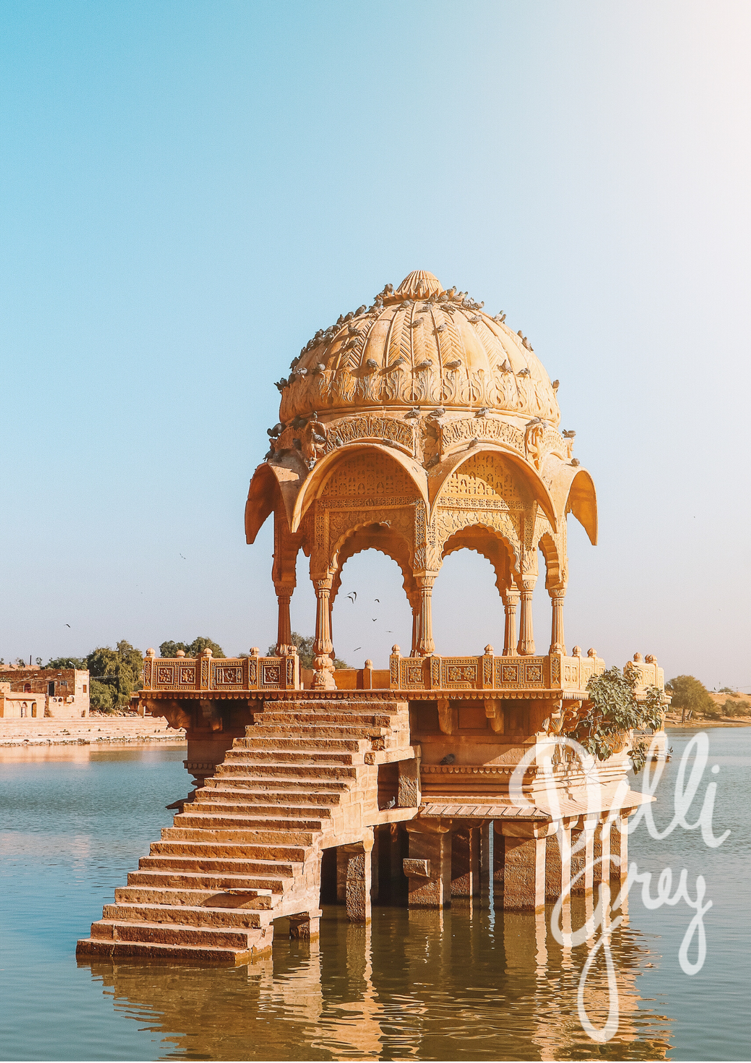 India Icons Series: Gadi Sagar Lake Print - Dilli Grey