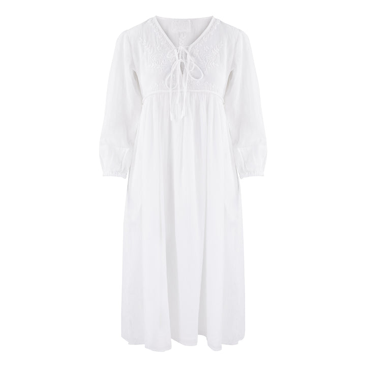 white chikankari midi dress