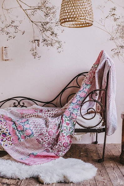 Block print cotton quilts UK