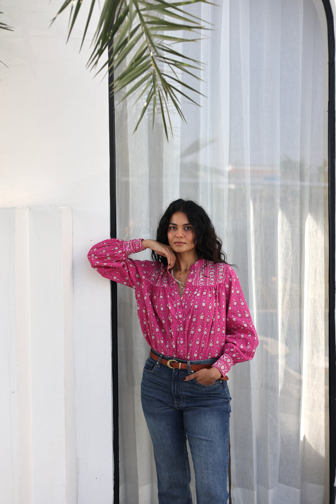 Sammia shirt in Magenta - Dilli Grey
