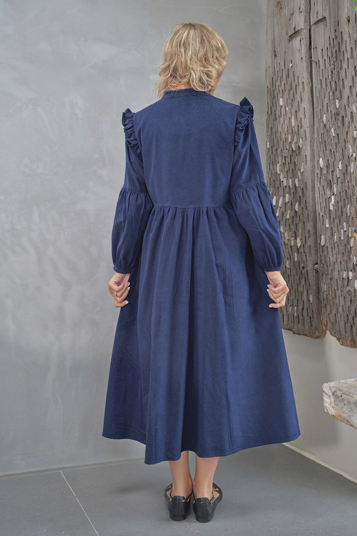 Bethany Cord Shirt Dress in Midnight