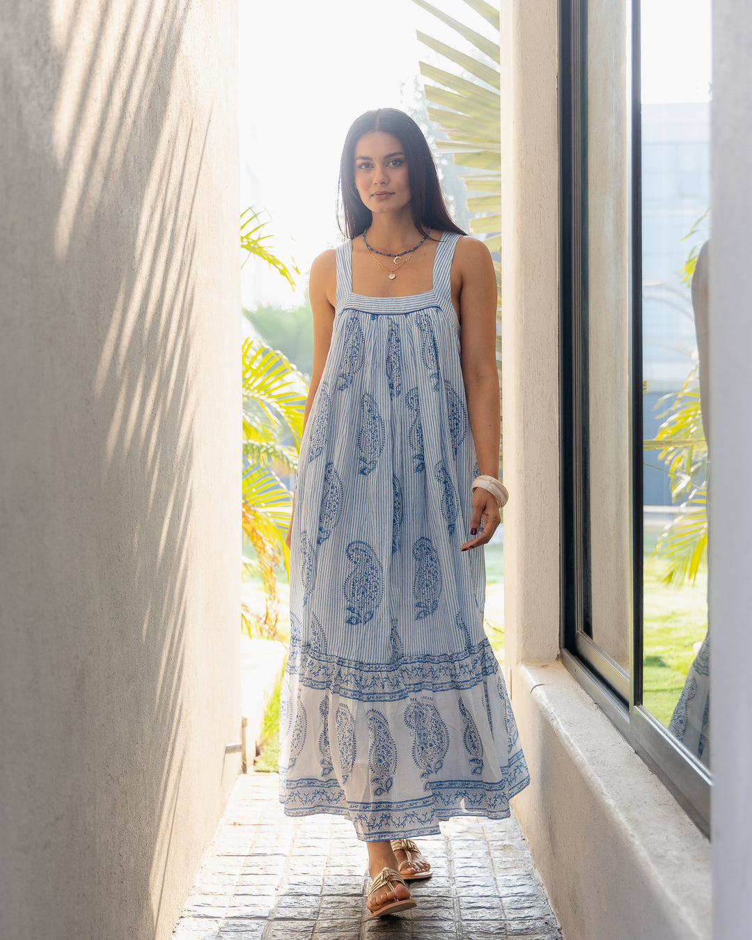 Kaya Maxi Sundress in Dusty Blue - Dilli Grey
