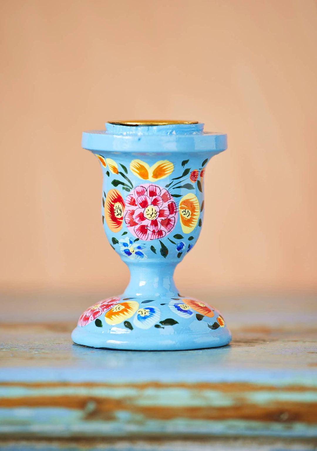 Hand Painted Kashmiri Candlestick - Dilli Grey