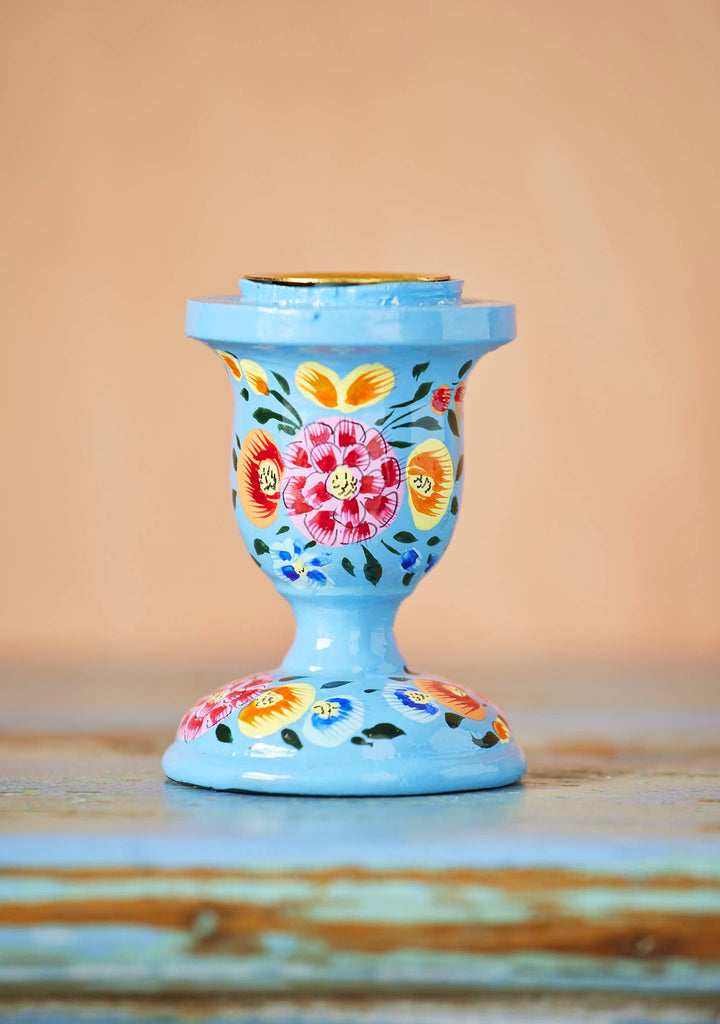 Hand Painted Kashmiri Candlestick - Dilli Grey
