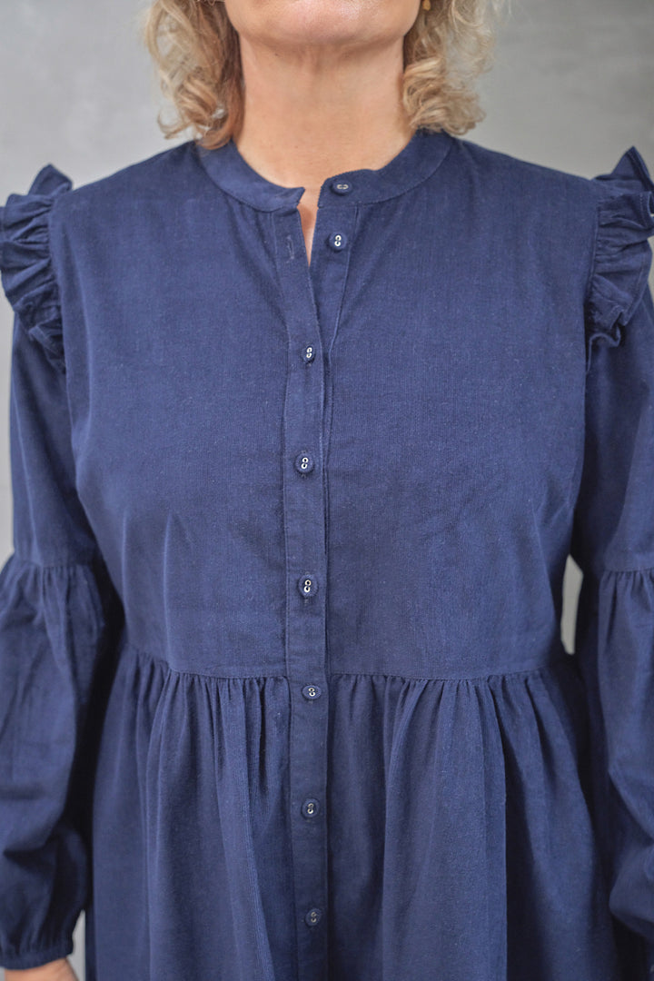 Bethany Cord Shirt Dress in Midnight