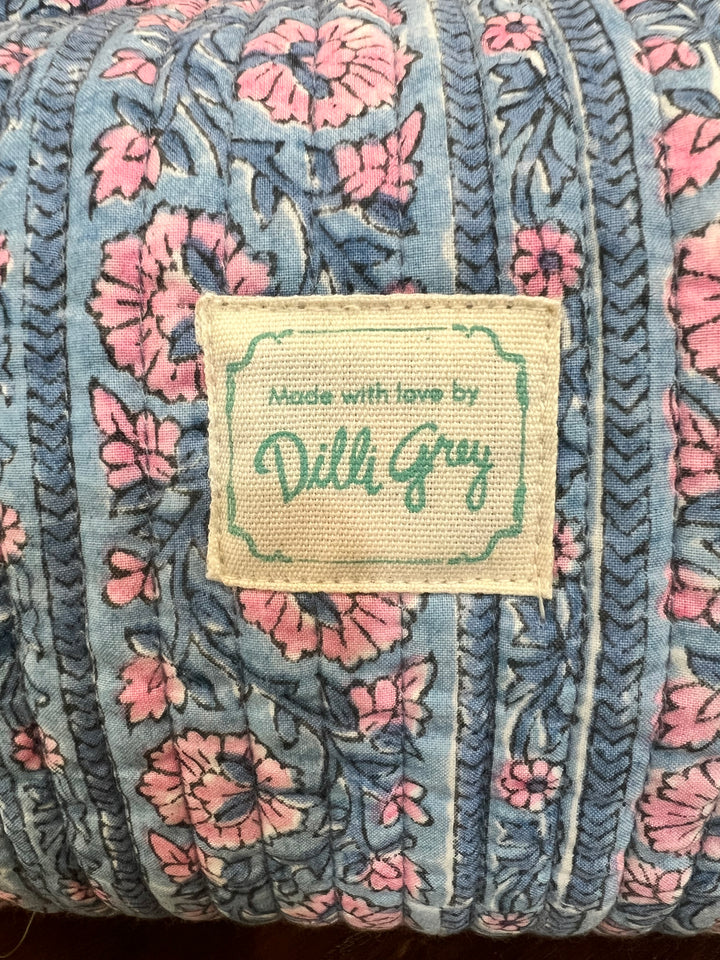 Border Stripe Washbag in Dusty Blue & Lavender