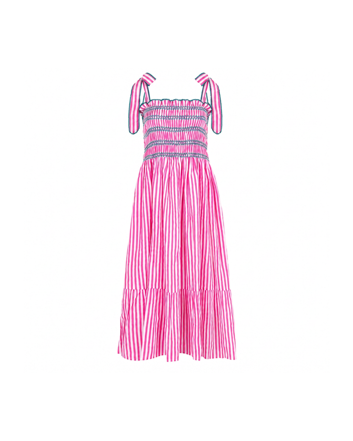 Yasmin Smocked Sundress in Neon Pink