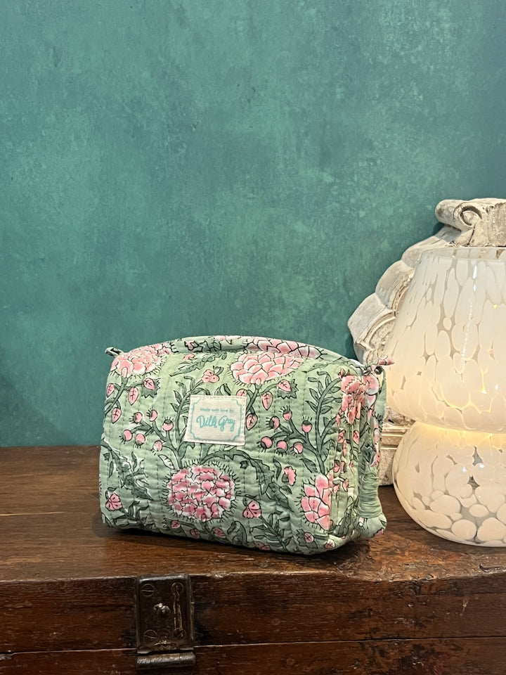 Johari Mini Washbag in sage and pink