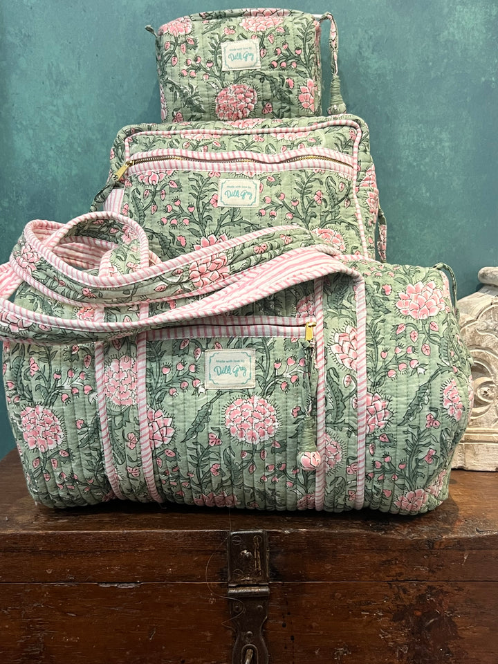 Johari Mini Washbag in sage and pink