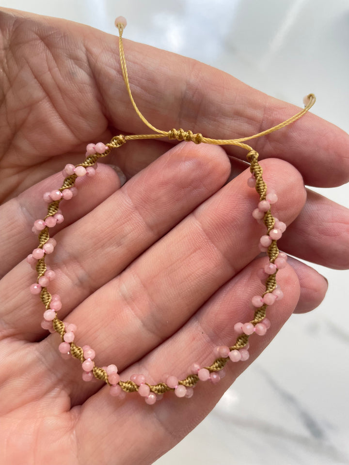 Jaipur Plaited Gem Bracelet in Pink Opal