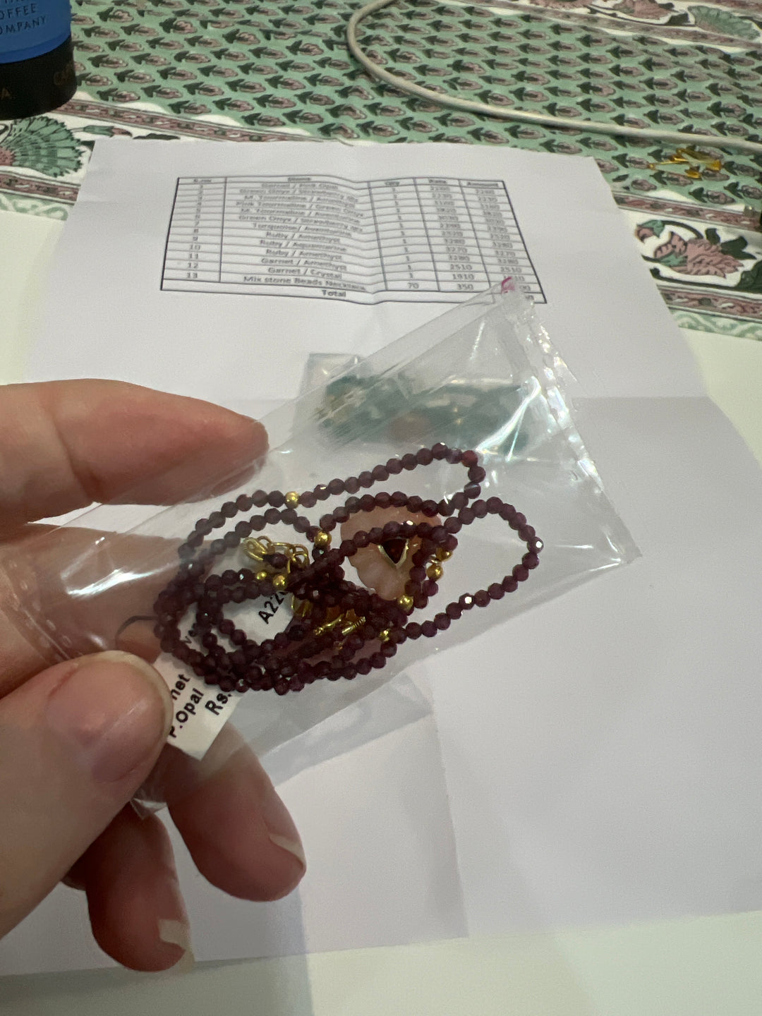 Jaipur Carved Heart Necklace in Garnet & Pink Opal