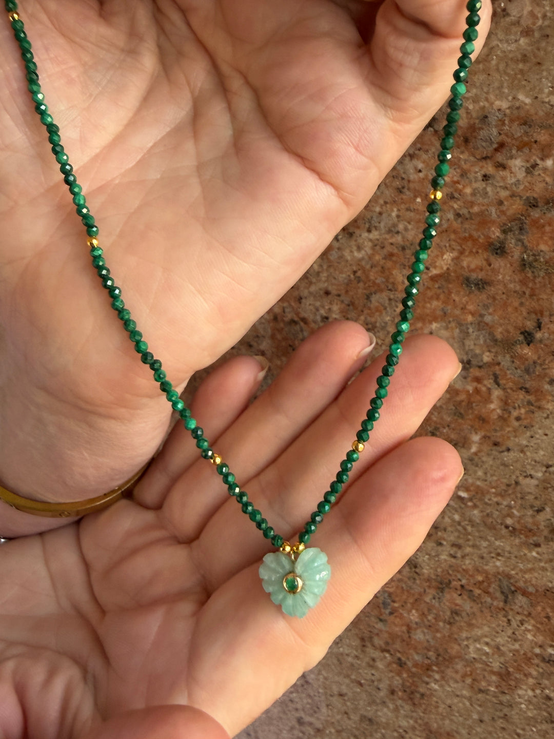 Jaipur Carved Heart Necklace in Amazonite - SHIPS 9TH SEPTEMBER