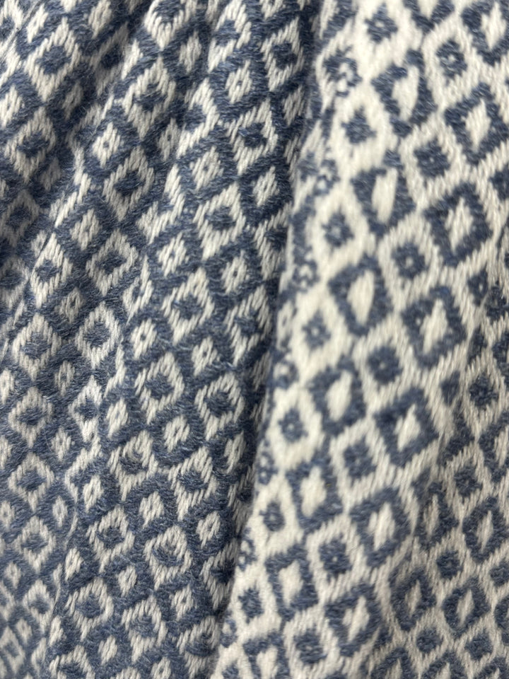 Cashmere diamond weave scarf in denim blue