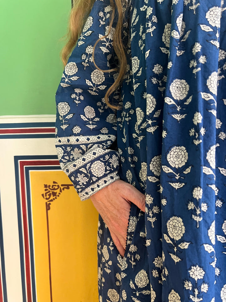 Ginnie midi dress in midnight blue