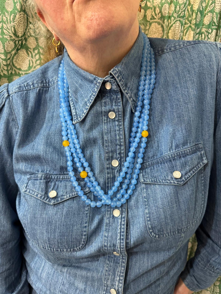 Blue Chalcedony Beaded Necklace