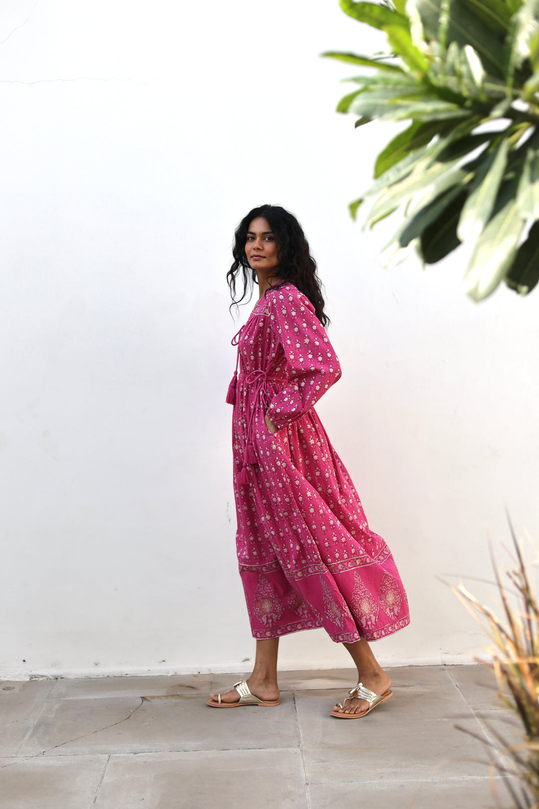 Fifi Boho Midaxi Dress in Magenta – Dilli Grey
