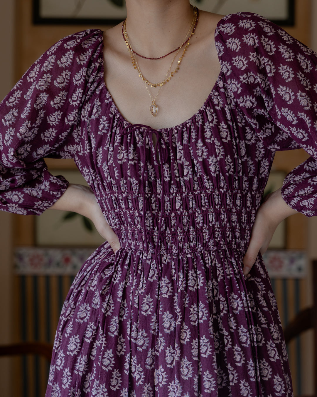 Lara Midi Dress In Burgundy - - delivery beg Nov