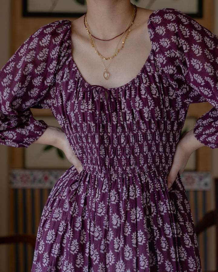 Lara Midi Dress In Burgundy - - delivery beg Nov