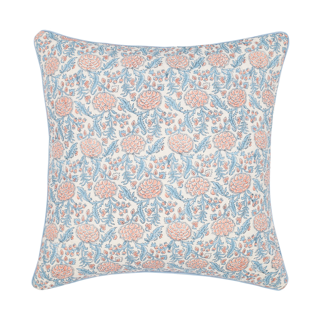 Johari Large Quilted Cushion in Glacier Blue and White