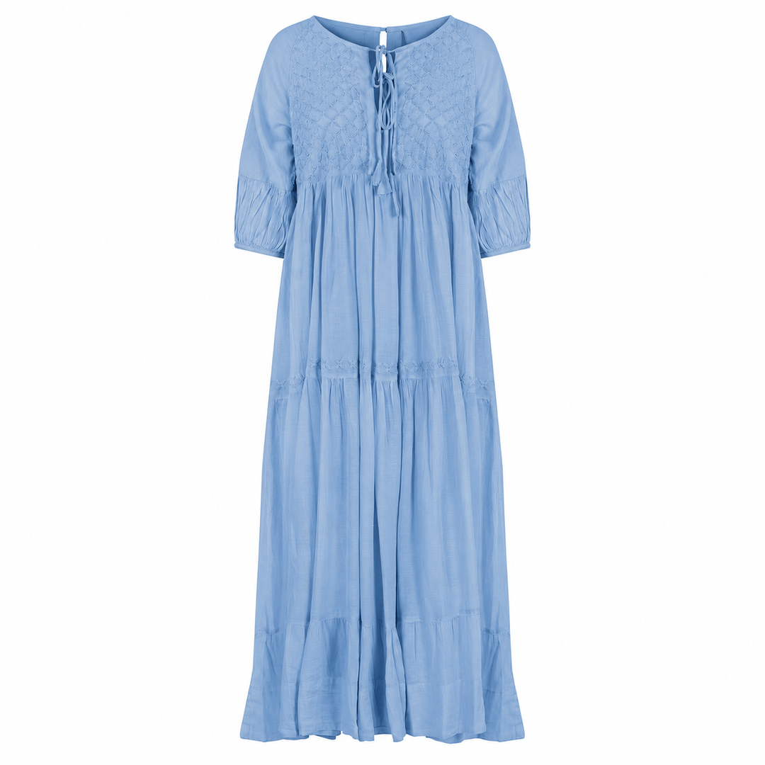 Chikankari maxi dress in sky blue
