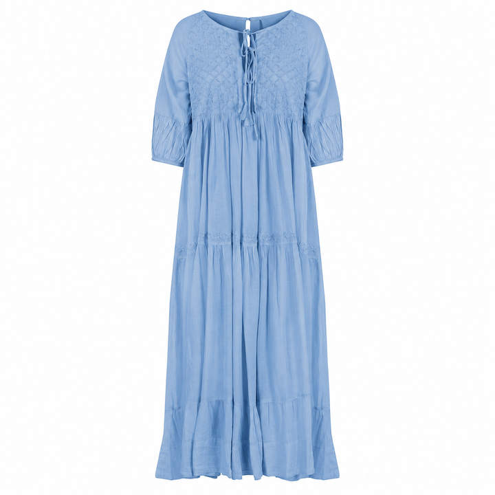 Chikankari maxi dress in sky blue