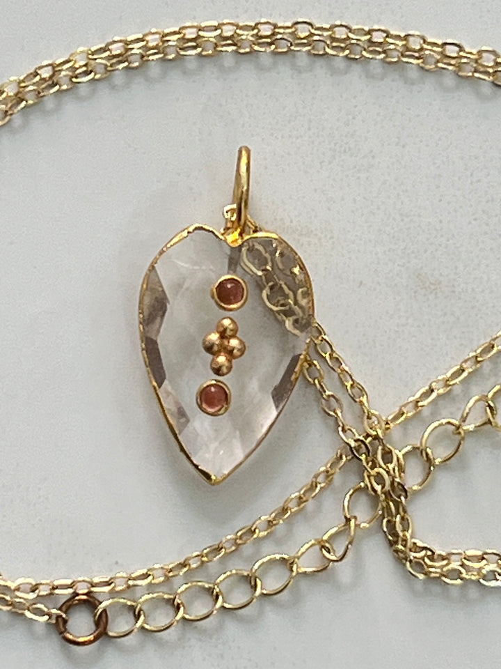 Jaipur Faceted Heart Necklace in Quartz