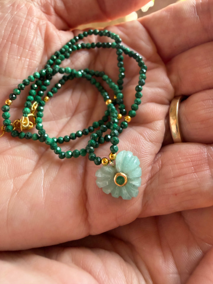 Jaipur Carved Heart Necklace in Amazonite - SHIPS 9TH SEPTEMBER