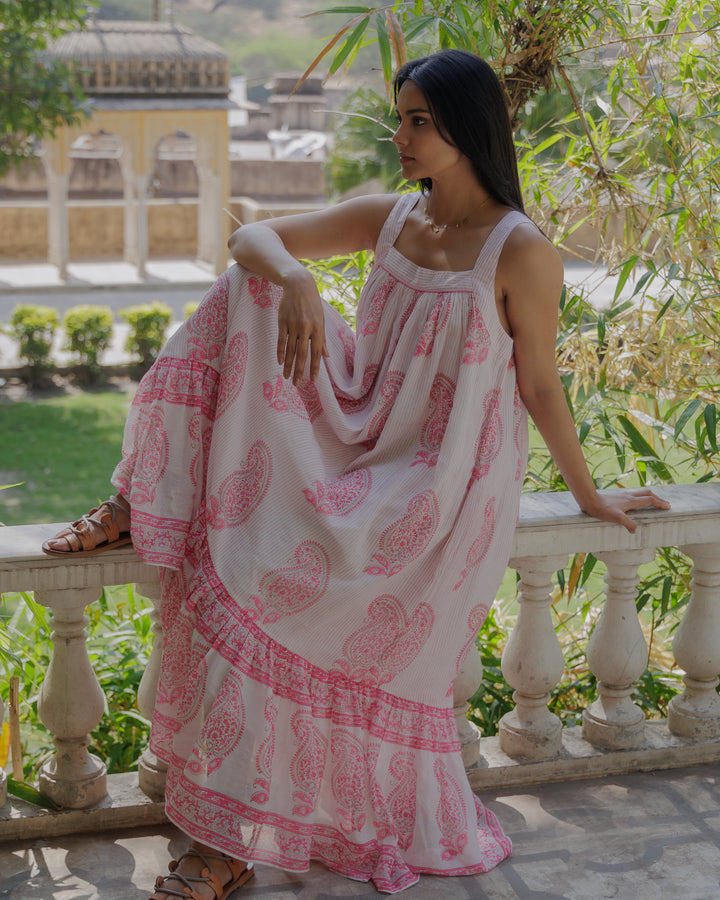 Kaya Maxi Sundress in Neon Pink