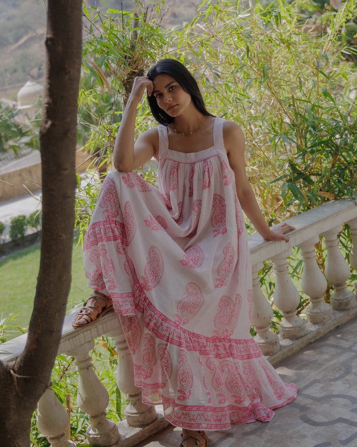 Kaya Maxi Sundress in Neon Pink