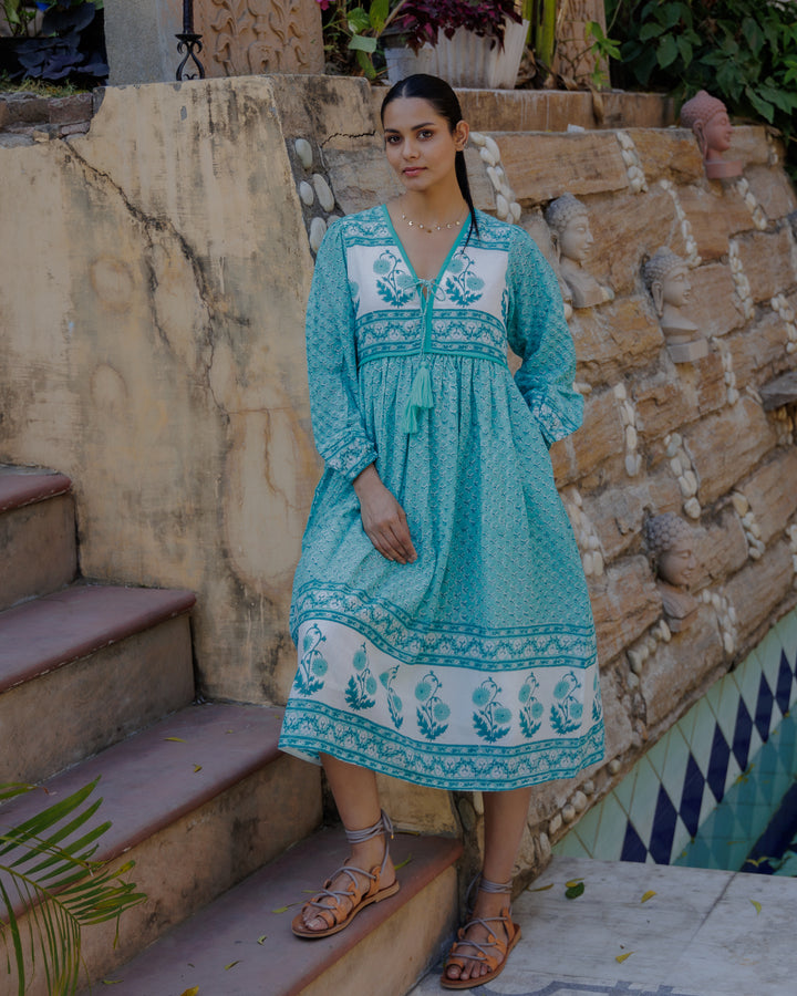 PRE ORDER: Jackie midi dress in Pool Blue (delivery 9th June)