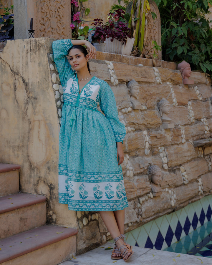 PRE ORDER: Jackie midi dress in Pool Blue (delivery 9th June)