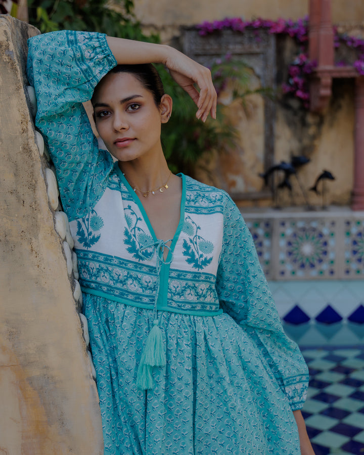 PRE ORDER: Jackie midi dress in Pool Blue (delivery 9th June)