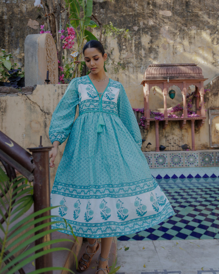 PRE ORDER: Jackie midi dress in Pool Blue (delivery 9th June)