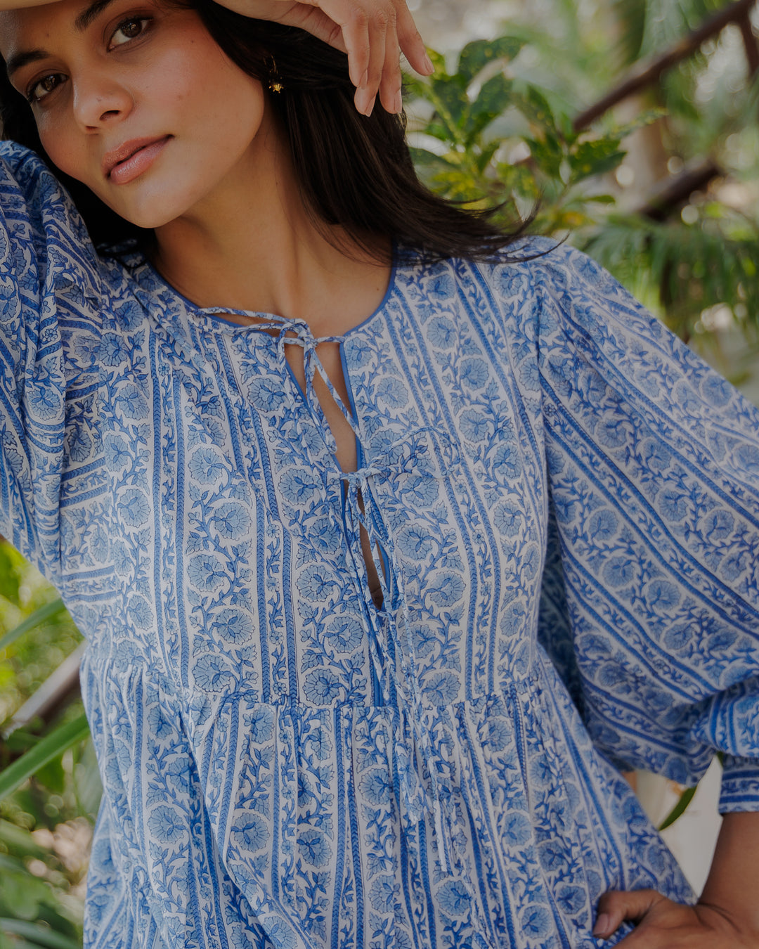 Farah Midi Dress in Dusty Blue