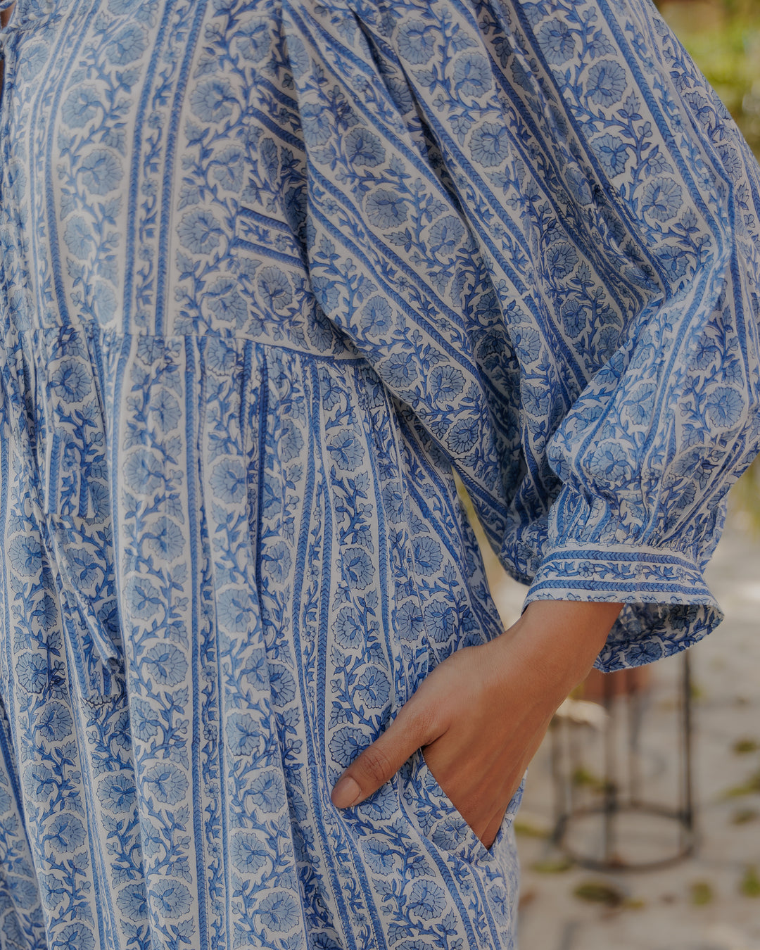 Farah Midi Dress in Dusty Blue