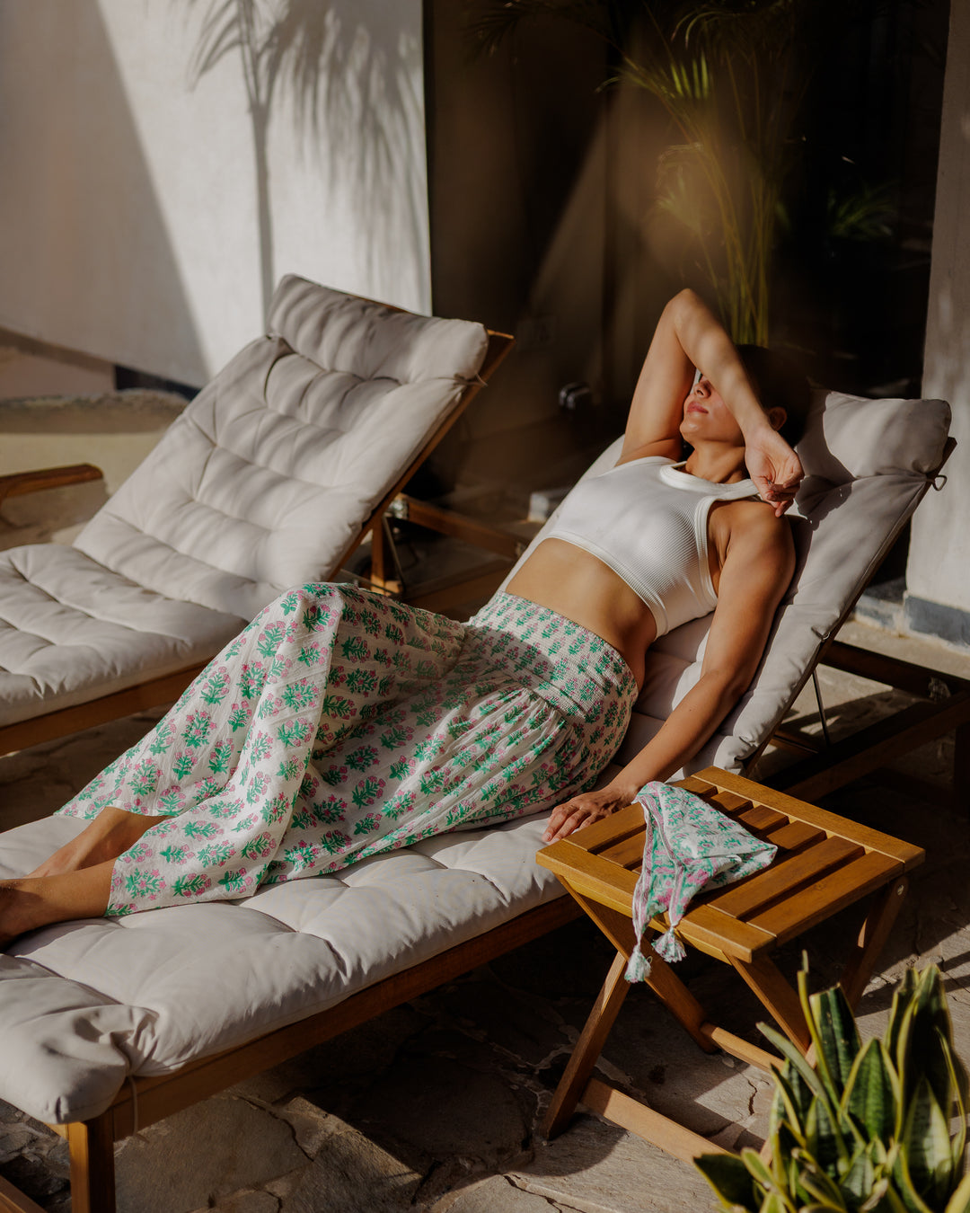 Asha 2-in-1 Maxi Skirt & Bandeau Dress in White Jade Green & Pink - Dilli Grey