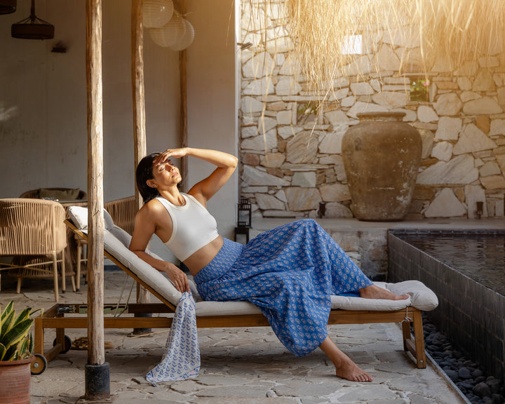 Asha 2-in-1 Maxi Skirt & Bandeau Dress in Lapis & pink - Dilli Grey