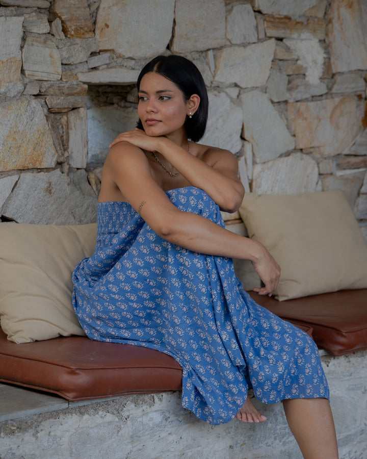 Asha 2-in-1 Maxi Skirt & Bandeau Dress in Lapis & pink - Dilli Grey