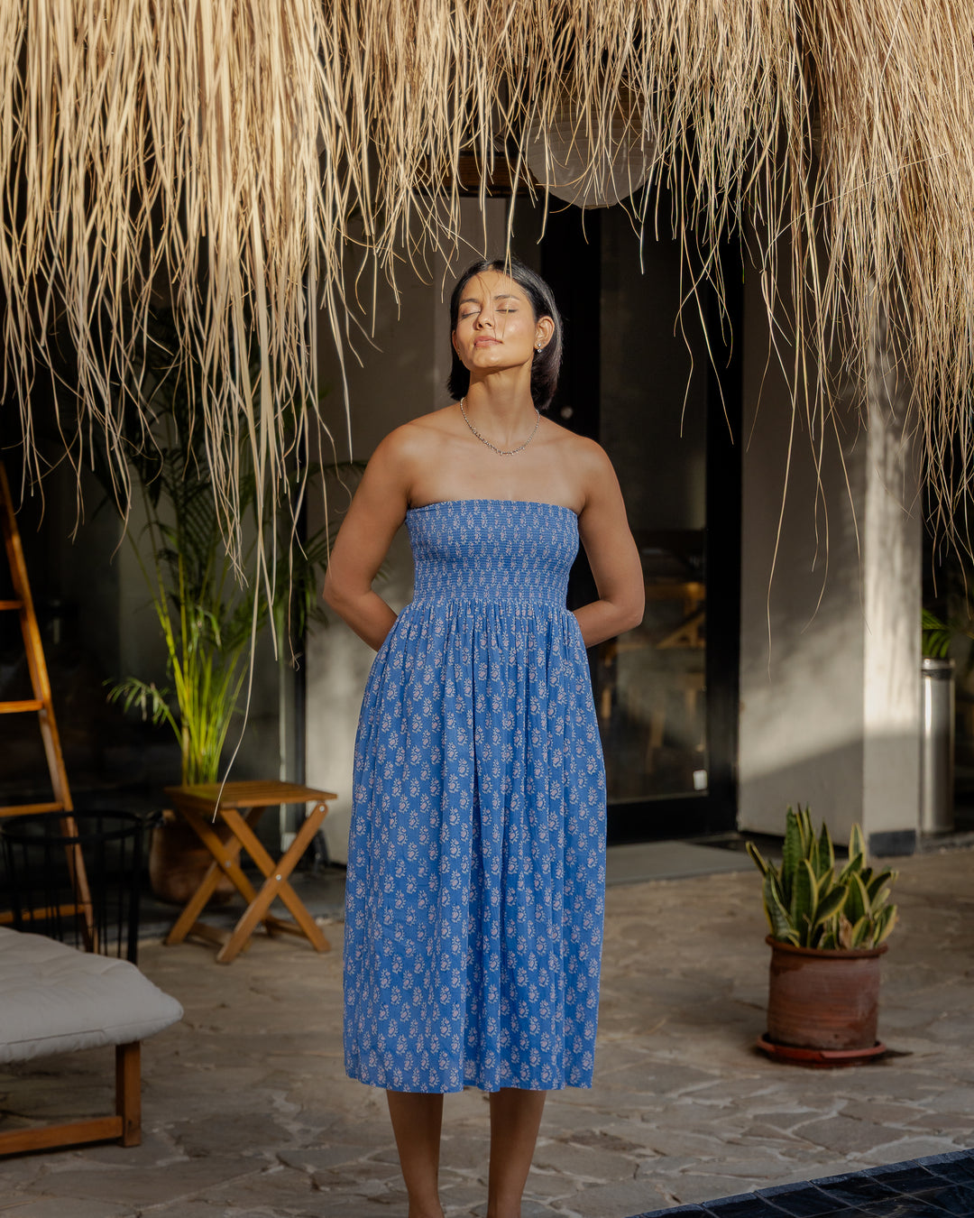 Asha 2-in-1 Maxi Skirt & Bandeau Dress in Lapis & pink - Dilli Grey