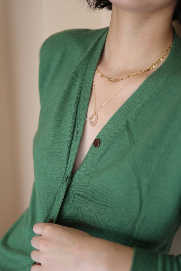 Wool Cashmere Skinny Knit Cardigan in Tulsi Green