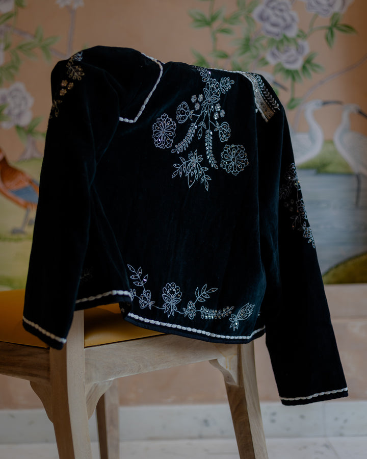 Bella Embellished Velvet jacket in Black - delivery beg Nov - Dilli Grey