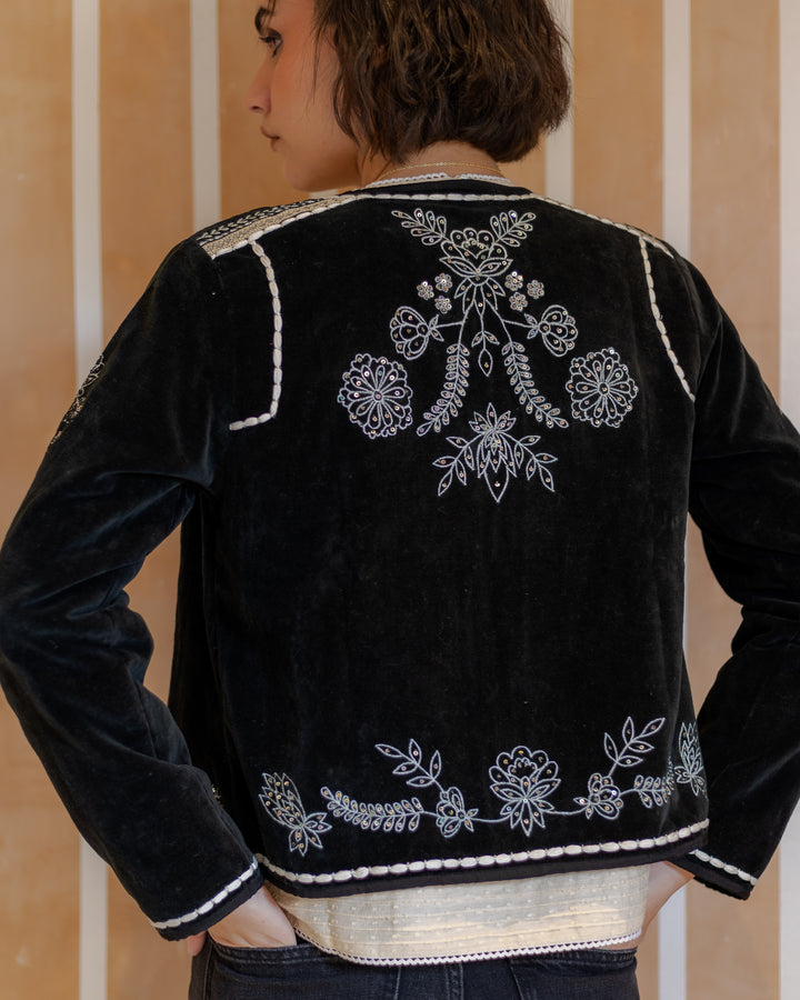 Bella Embellished Velvet jacket in Black - delivery beg Nov - Dilli Grey