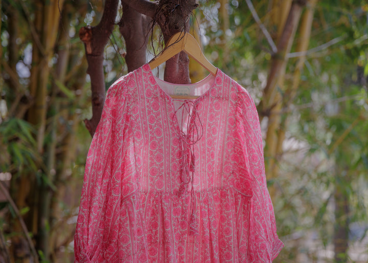 Farah Midi Dress in Neon Pink