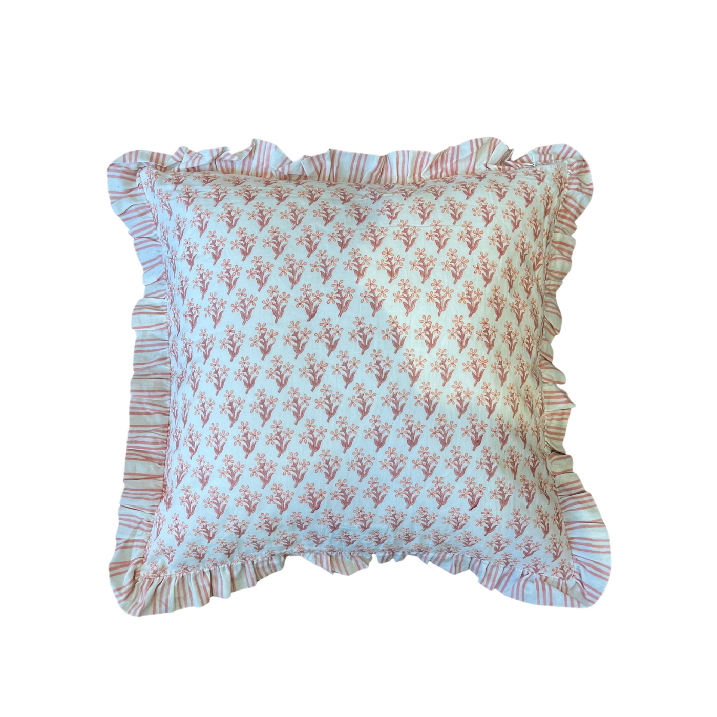 Daisy Ruffle Cushion in Peach