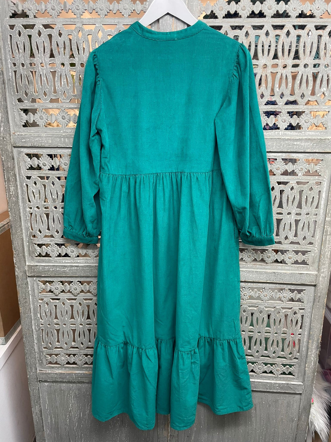 Sample 58 NO RETURNS - size 10 Florence cord dress in peacock