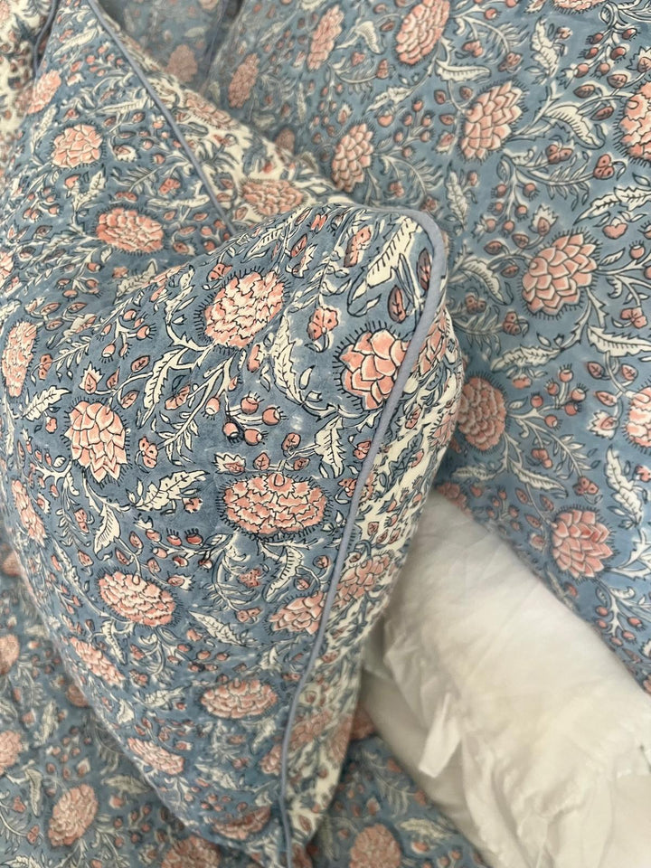 Glacier Blue Johari Hand-Block Printed Pillowcase