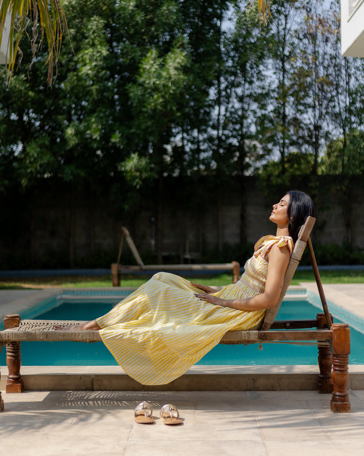 Yasmin Smocked Sundress in Sunshine Yellow - Dilli Grey