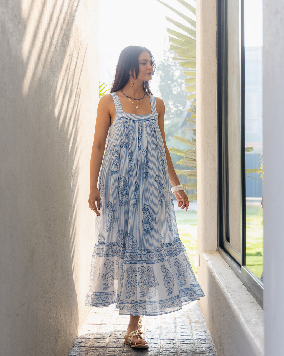 Kaya Maxi Sundress in Dusty Blue - Dilli Grey
